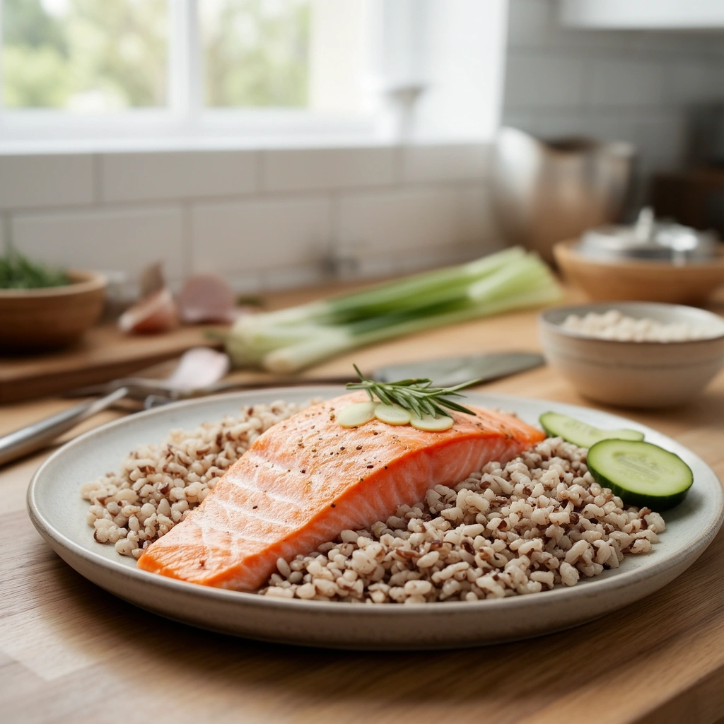 Recipe 4: Salmon and Brown Rice Skin Rescue