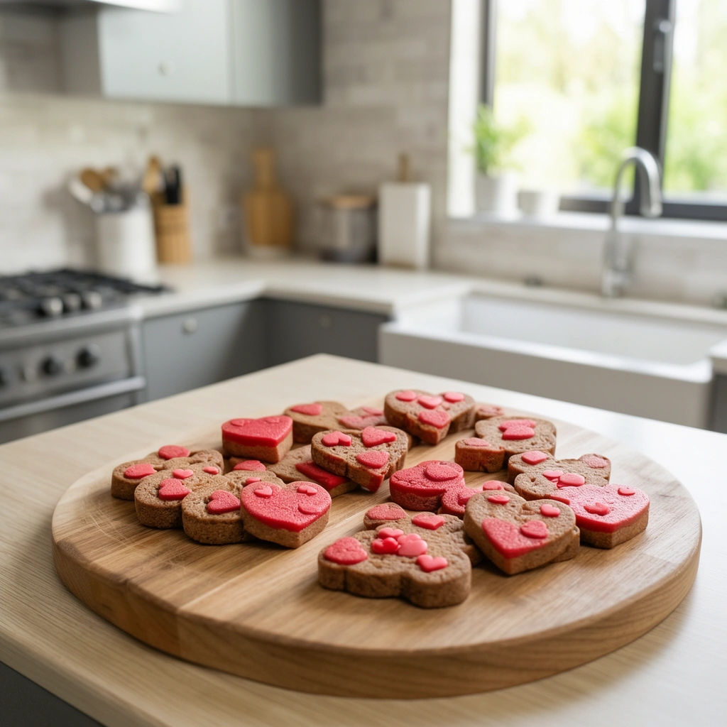 valentine dog treats in action