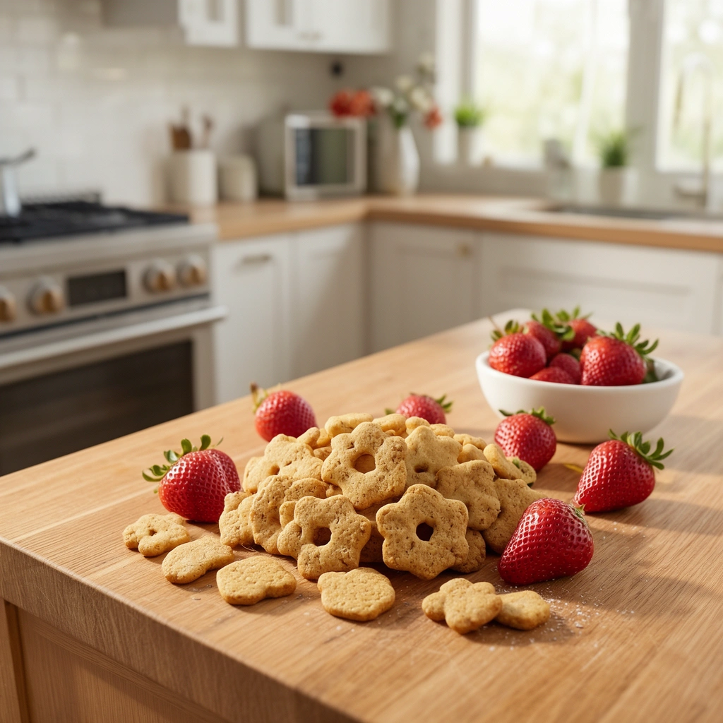 strawberry dog treats in action