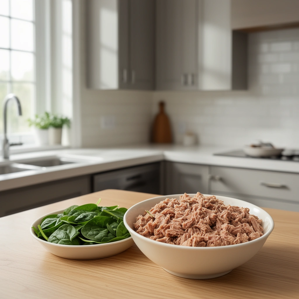 Grain Free Tuna Spinach Dog Food Recipes in action