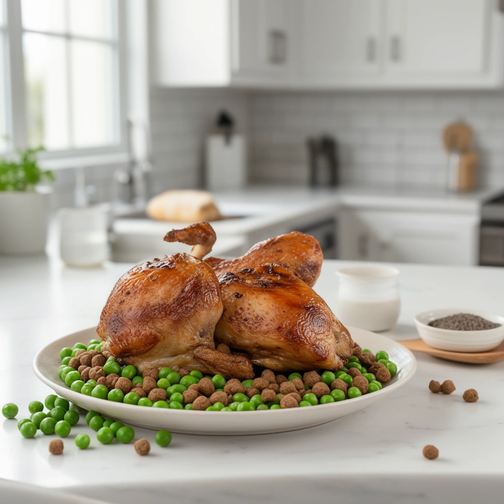 Homemade Duck And Peas Dog Food Recipe in action