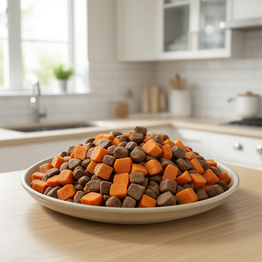 Beef And Sweet Potato Dog Food Recipe in action